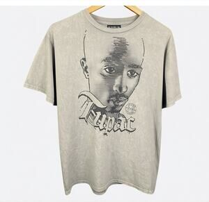 Cross Colours Tupac Shakur Stencil Portrait Men's Small T-Shirt Hip Hop Rap